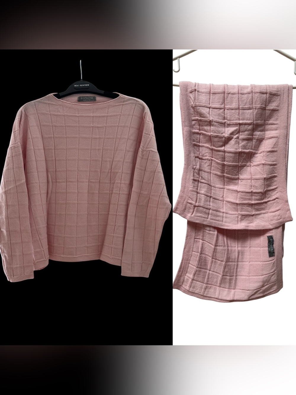 Cozy Grid Knit Scoop Neck Sweater - Dusty Pink